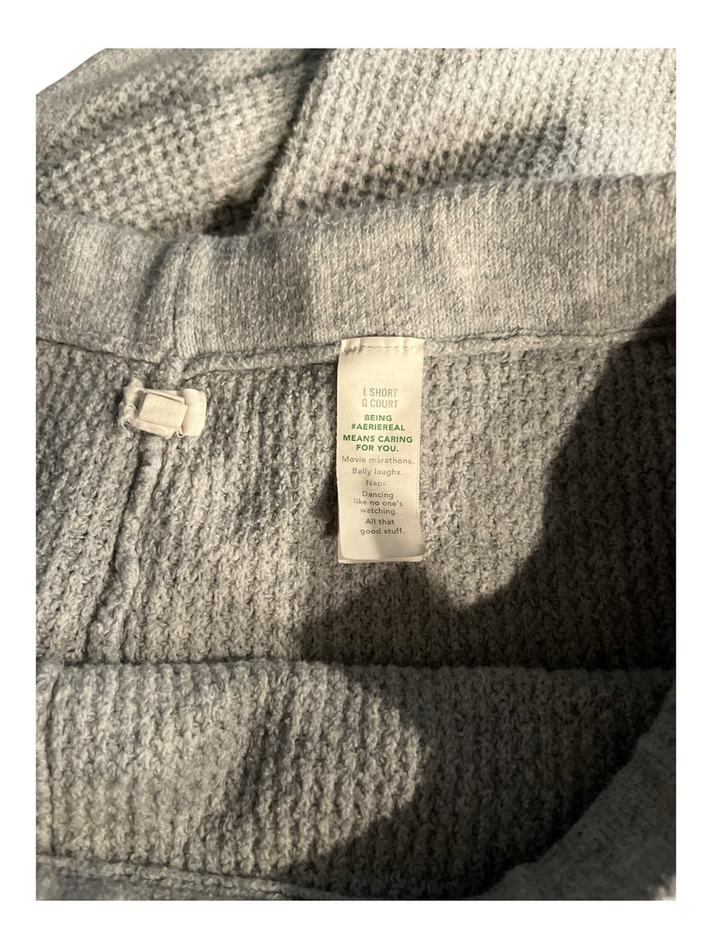 Aerie Cozy Up Waffle Knit Skater Pants Oversized Loungewear Heather Gray Large - Picture 9 of 13